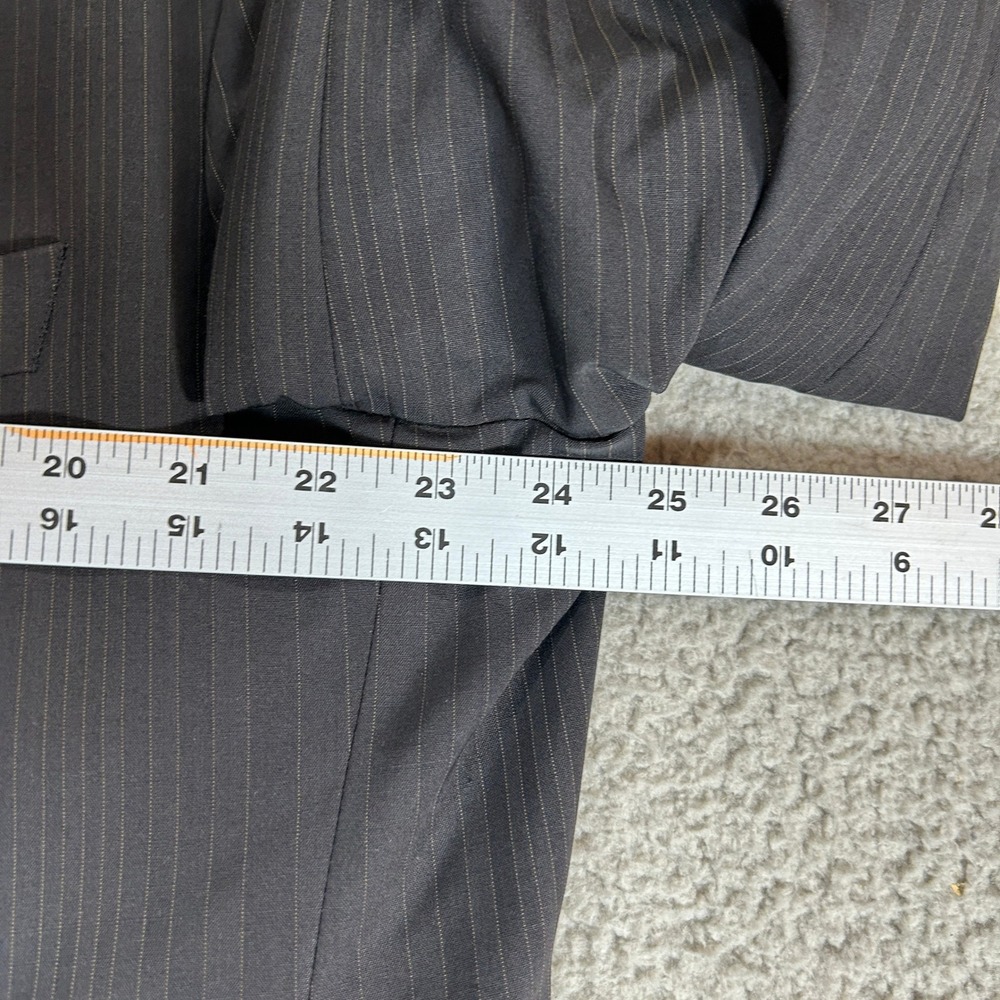 VTG Hugo Boss Mens Pinstripe Blazer Jacket Dark Gray Two Button Made in USA 48R - Picture 13 of 16